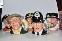 FIVE ROYAL DOULTON 'THE LONDON COLLECTION' CHARACTER JUGS, comprising Beefeater D6206, Chelsea