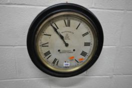 A 19TH CENTURY WALL CLOCK, the circular glass door enclosing a 12 inch enamel dial, depicting