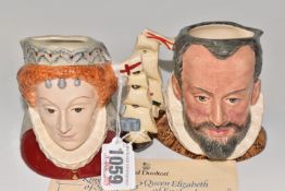 A LIMITED EDITION ROYAL DOULTON 'ARMADA' SET OF CHARACTER JUGS comprising Queen Elizabeth I,