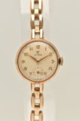 A LADIES BOXED 9CT GOLD 'CYMA' WRISTWATCH, manual wind, round silvered dial signed 'Cyma', Arabic