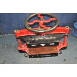 AN EARLY 20th CENTURY CAST IRON BOOK PRESS by the Adherent Tissue Co, Edmonton, London total width