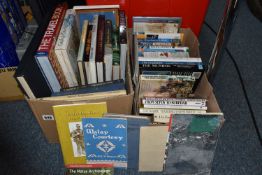 TWO BOXES OF BOOKS containing over 30 miscellaneous titles in hardback and paperback formats, mostly