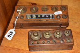 TWO SETS OF WEIGHTS AND MEASURES to include a cased set of graduating jewellers weights with a set
