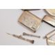 SEVEN ITEMS OF SILVER/WHITE METAL ITEMS, to include a silver circular form compact, with engine - Image 3 of 7