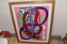 DEREK ROBERTS (BRITISH 1947-) 'VIOLET LOOP', a brightly coloured abstract composition, signed and