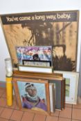 A SMALL QUANTITY OF PICTURES AND PRINTS ETC, to include an oil on board portrait of an African