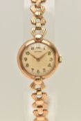 A LADIES BOXED 9CT GOLD 'ROTARY' WRISTWATCH, manual wind, round discoloured dial signed 'Rotary',
