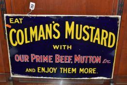 An Enamel Advertising Sign 'Eat Colman's Mustard With Our Prime Beef, Mutton Etc. And Enjoy Them