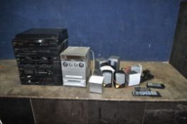 A BOX CONTAINING HI FI EQUIPMENT including a Pioneer X 88 and 77 hi fi with remote, a Panasonic SA-
