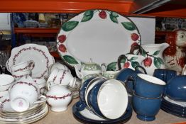 A GROUP OF ASSORTED TEAWARES to include a group of blue Denby tea wares to include eight tea cups