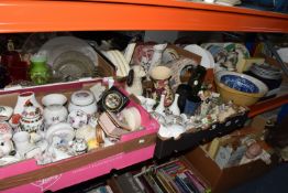 FIVE BOXES AND LOOSE MIXED CERAMICS to include Aynsley 'Wild Tudor' and 'Cottage Garden' giftware, a