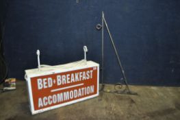 A MID 20th CENTURY 'BED AND BREAKFAST' ILLUMINATED SIGN with wall bracket, sign width 61cm, depth