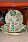 TWO NINETEENTH/EARLY TWENTIETH CENTURY MIDDLE EASTERN GLAZED TERRACOTTA BOWLS, comprising one with