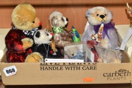 A BOX OF LIMITED EDITION DEB CANHAM TEDDY BEARS to include 'Ping Wing' No. 61/125, 'Snazzy Pants'