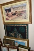 A BOX AND LOOSE PICTURES AND PRINTS, to include Thomas Allom engraving print 'Port of London,