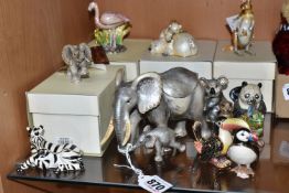 A COLLECTION OF THIRTEEN HIDDEN TREASURE 'WILDLIFE' TRINKET BOXES to include a boxed baby