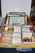 TWO BOXES AND LOOSE FRAMED PICTURES AND EPHEMERA - SHIP INTEREST, to include five framed prints,