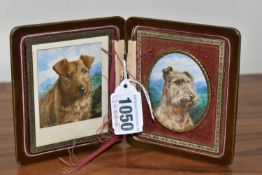 ELLEN SYLVIA SHAW (19TH/20TH CENTURY) TWO MINIATURE PORTRAITS OF DOGS, both signed to lower edges,