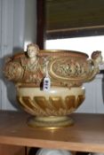 A LARGE ROYAL WORCESTER BLUSH IVORY JARDINIERE, shape no 1374, modelled with four busts of a young