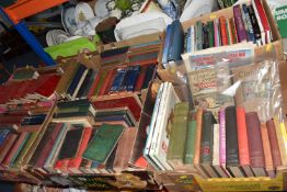 SIX BOXES OF VINTAGE BOOKS, mostly travel, railway and military related approximately one hundred