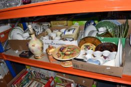 FOUR BOXES AND LOOSE CERAMICS to include a large quantity of Yorkshire patterned tea and dinnerware,