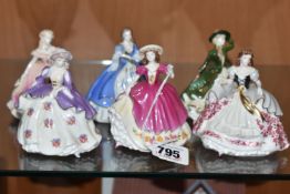 SIX COALPORT 'FAIREST FLOWERS' FIGURINES comprising 'Pansy,' 'May,' 'Holly,' 'Idris,' 'Rose,' and '