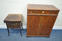 A REPRODUCTION MEDIA CABINET, with a hinged lid, over double cupboard doors, width 83cm x depth 46cm