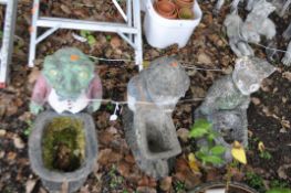 THREE CONCRETE GARDEN FIGURES, in the form of caricature animals with wheelbarrows (3)