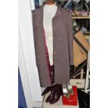 A WOMEN'S CALVIN KLEIN COAT AND SHOES comprising a purple woollen Calvin Klein coat, size 10, a pair