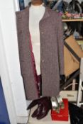 A WOMEN'S CALVIN KLEIN COAT AND SHOES comprising a purple woollen Calvin Klein coat, size 10, a pair
