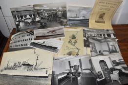 A BOX OF CUNARD AND OTHER OCEAN LINER RELATED EPHEMERA, to include A K Macdonald 'My Cunard Trip'
