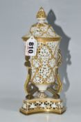 A RETICULATED POT POURRI VASE AND COVER, unmarked but possibly by Grainger & Co Worcester, the