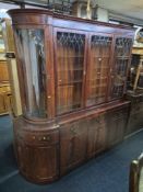 BERESFORD AND HICKES, A LATE 20TH CENTURY MAHOGANY EFFECT WALL UNIT, the central unit with three