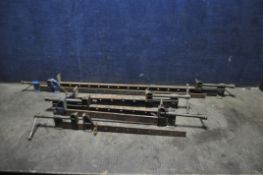 A COLLECTION OF SIX RECORD SASH CRAMPS including two at 100cm and four at 45cm (6)