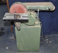 A WOODWISE BELT AND DISC SANDER ON STAND with a 6in wide belt and 9in diameter disc width 72cm (