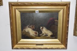 GEORGE ARMFIELD ( BRITISH 1808-1893) THREE TERRIERS ON THE HUNT, three dogs are waiting for their