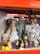A GROUP OF MIXED CERAMICS to include a continental decorative clock, a boxed Royal Doulton '