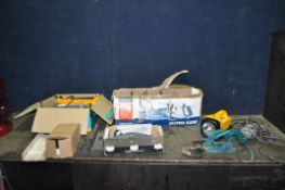 A COLLECTION OF TOOLS including a Plasplugs tile saw, a Black and Decker sander (both PAT pass and