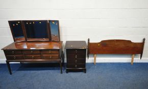 THREE PIECES OF STAG MINSTREL FURNITURE, to include a dressing table, with a triple mirror, six