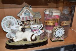 A GROUP OF CERAMICS AND GLASS WARES, comprising three pieces of Royal Doulton Brambly Hedge tea