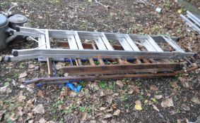 THREE STEP LADDERS, including an aluminium, a wooden and one steel (3)