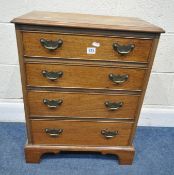 AN EARLY 20TH CENTURY MAHOGANY CHEST OF FOUR GRADUATED DRAWERS, raised on bracket feet, width 54cm x