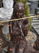 A MODERN CONCRETE GARDEN WATER FEATURE in the form of a maiden knelt in a shell, width 66cm x