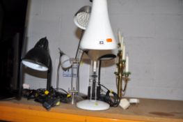 A MODERN ANGLEPOISE ARTICULATED LAMP, along with seven other lamps (all UNTESTED) (8)