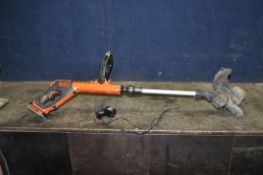 A BLACK AND DECKER 18V CORDLESS STRIMMER with one battery and charger (PAT pass and working but