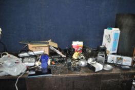 TWO BOXES CONTAINING HOUSEHOLD ELECTRICALS, including radios by Pure Sharp, Sony, John Lewis,