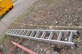 AN ABRU STAIRMASTER 400 ALUMINIUM DOUBLE EXTENSION LADDER, with 15 rungs to each 410cm section