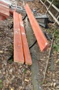 A GARDEN BENCH, with a Victorian cast iron frame and modern wooden slats, length 220cm