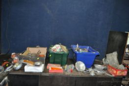 THREE BOXES CONTAINING VINTAGE CAR LIGHTS including makers such as Lucas, BMC, Rover, headlights,