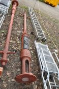 POSSIBLY VICTORIAN, A CAST IRON LAMP POST BY REVO OF TIPTON, with a coat of arms to cover,